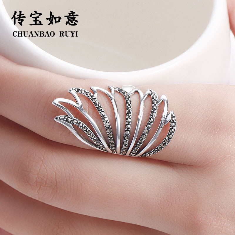 Pure silver index finger ring female fashion personality long version retro advanced senses silver ornament small crowdsourced design 2021 new wave