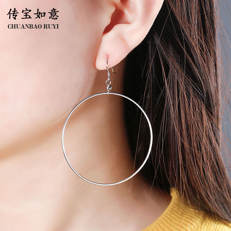 925 Silver Circle Earrings Woman New Minimalist Fashion Vegan Circle Earbuke Personality Trendy Ear Temperament Ear Accessories Accessories