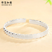 9999 Sterling Silver Bracelet Fish Scales Womens Foot Silver Young Open Solid Light Luxury 2022 New Gift