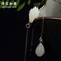S925 pure silver natural and field jade earbuds minimalist approch. 100 hitch a long range of jade orchid earline ear ornaments