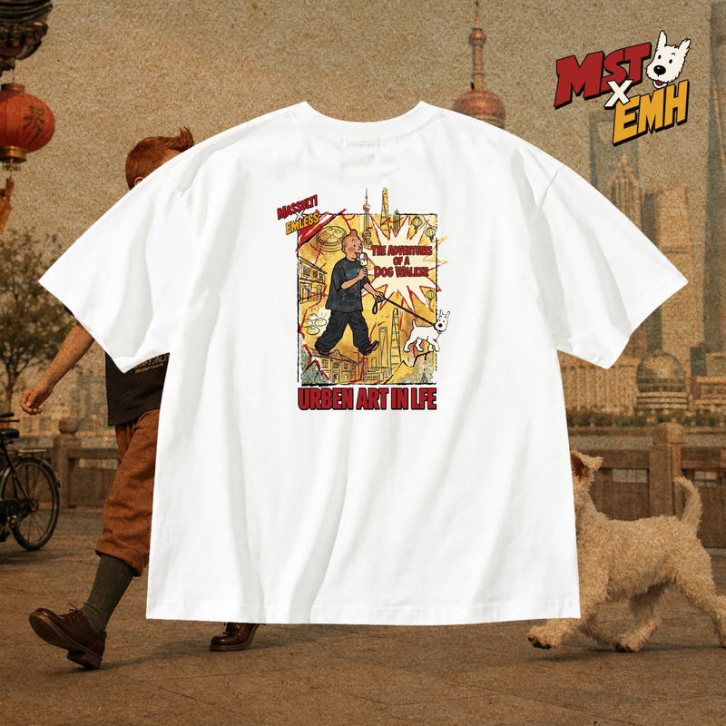 Massulti X Emless Collaboration Fun Comic Theme Hand-Drawn Kangli Print Tee Short-Sleeve T-Shirt