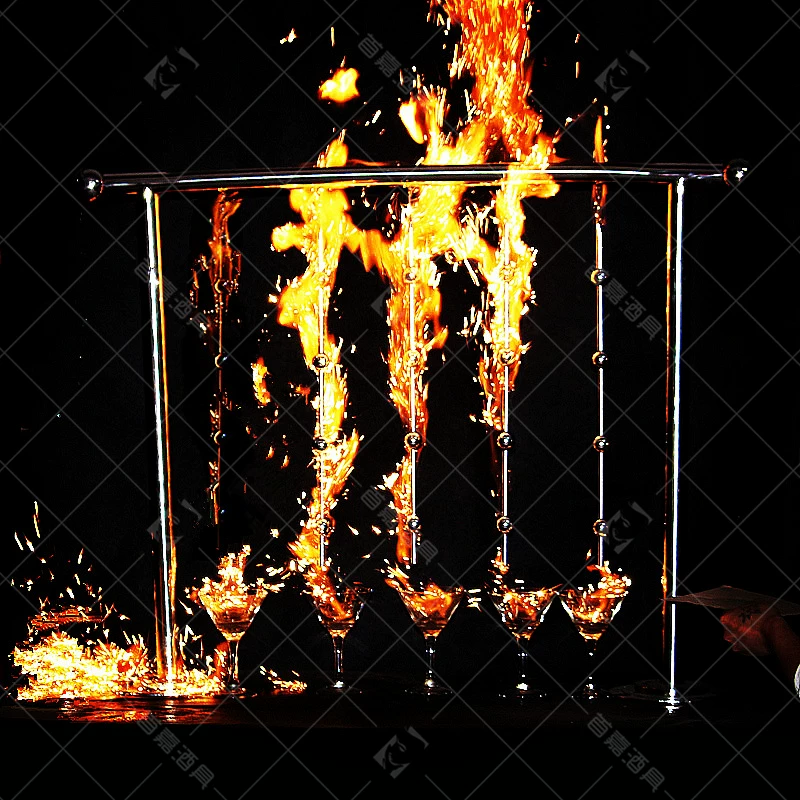 Stainless steel flame cup tower, fire-breathing Lamborghini fireball rack, wine glass rack, fancy fire rack, flame cup rack