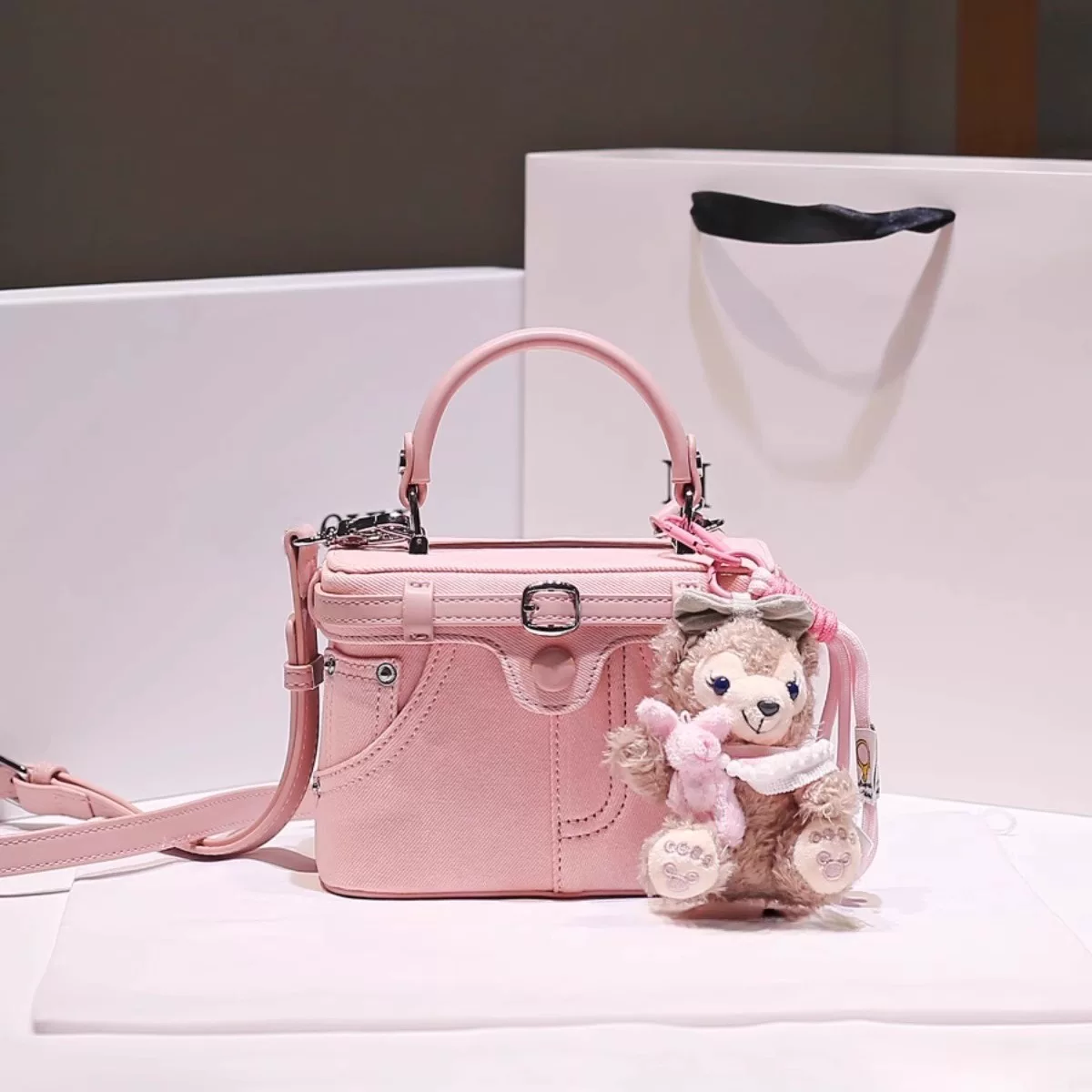 Милый портативный косметичка, сумка через плечо, коробочка, с маленькими медведями