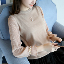 Novel Gothic womens counter spring and autumn top 2021 new ice silk knitted base shirt womens long-sleeved thin