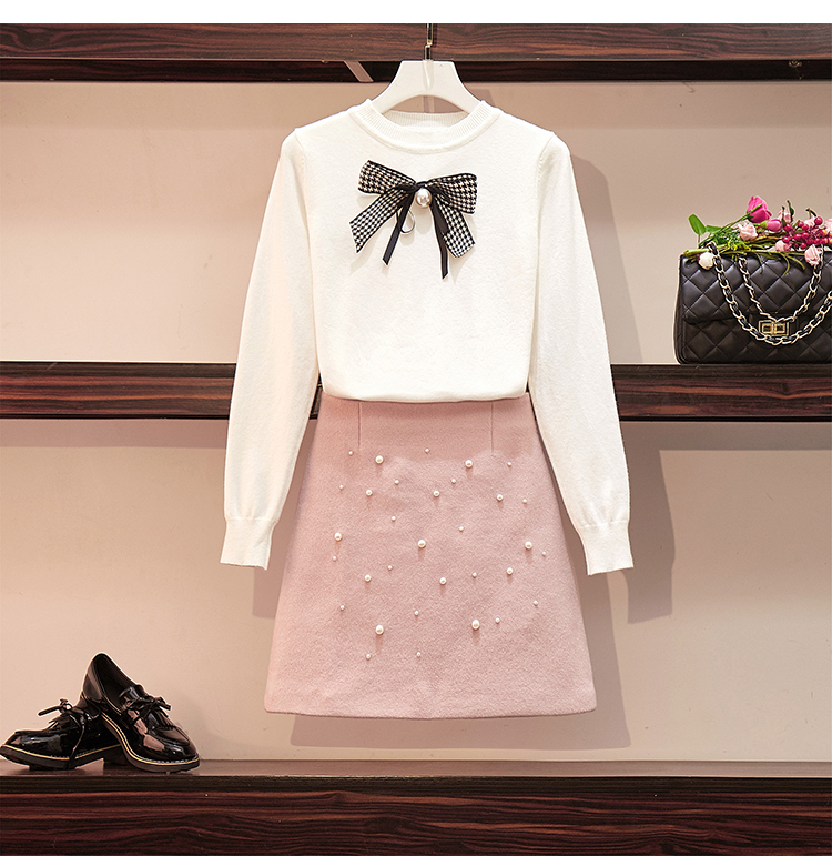 VK旗艦店 韓國風學院風立體蝴蝶結套裝長袖裙裝