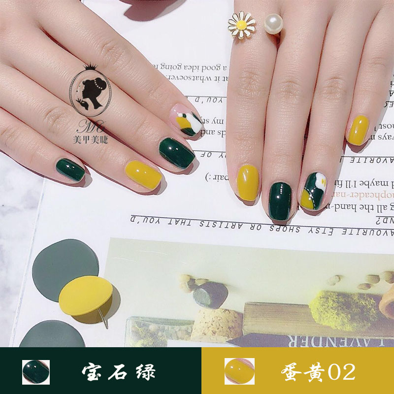 2019 móng tay màu mới matcha xanh móng tay kẹo cao su màu xanh lá cây màu xanh lá cây màu xanh lá cây ô liu xanh lá cây hơn màu vàng lá gạo màu xám móng tay - Sơn móng tay / Móng tay và móng chân son mong tay dep
