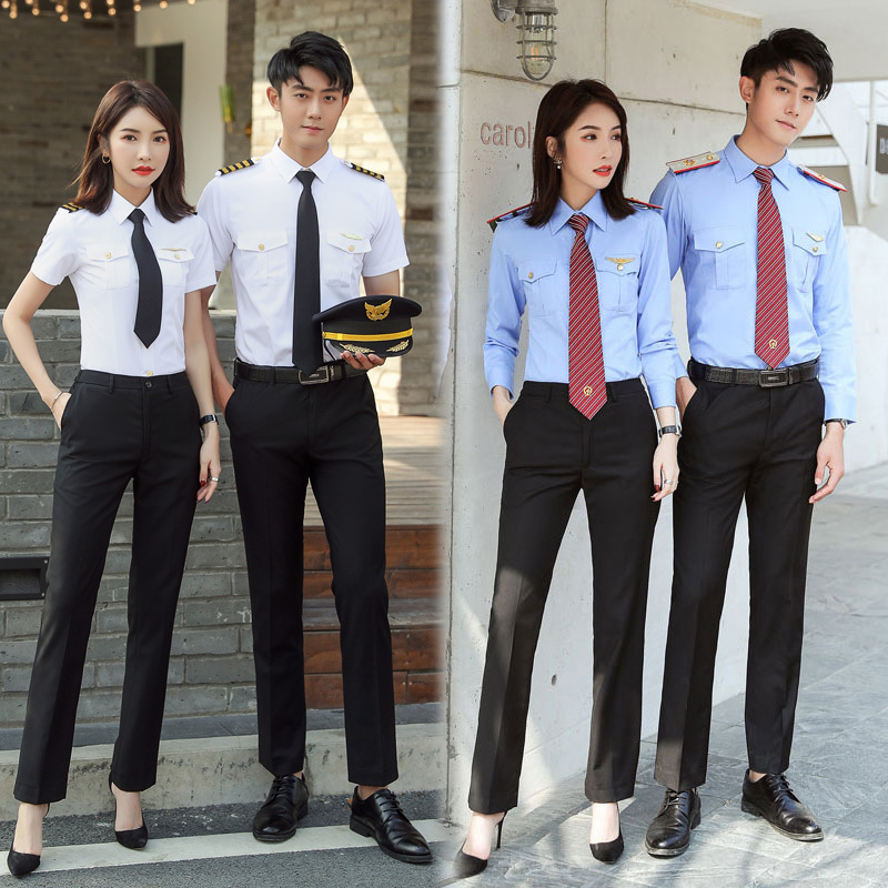 Airline Train Uniforms, Air Force Pilot Work Clothes, Pilot Captain Uniforms, Flight Attendant Professional Attire, Shirt Suits