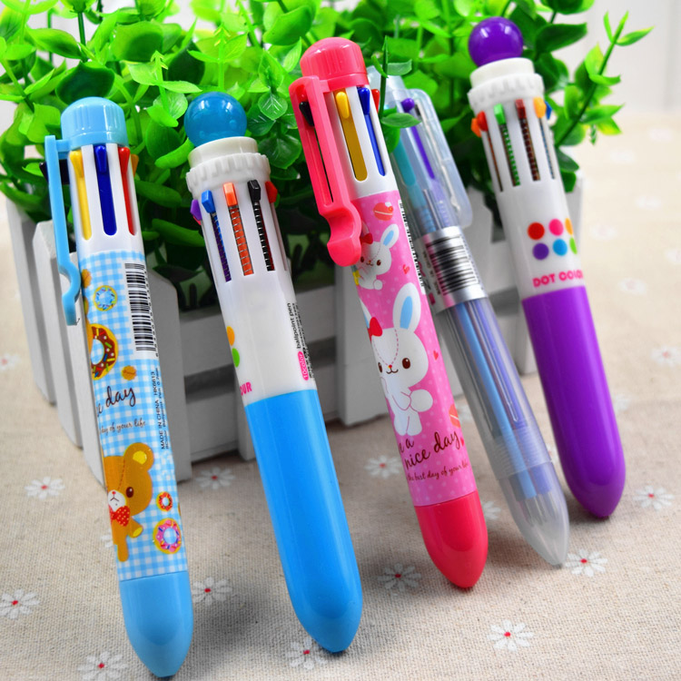 10 color creative cartoon color ballpoint pen Marker pen Key pen Oil pen Student prize hand account pen Learning text