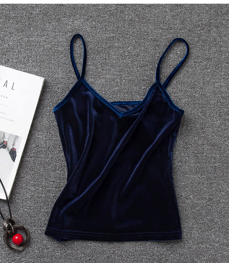 Mùa thu và mùa đông nhung yếm nữ bên trong áo ngắn đoạn không tay áo nhỏ màu đen Slim vest đáy áo thủy triều áo cánh dơi