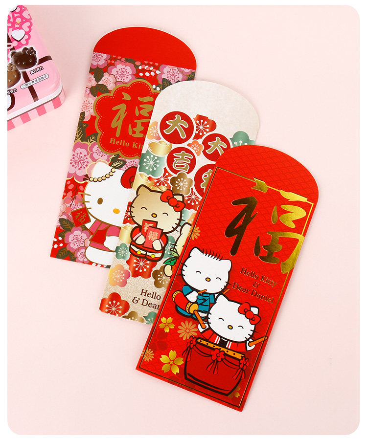 Конверт для денег 三丽鸥哈喽kitty新年2025红包卡通大红色利是封儿童压岁钱兔年生日