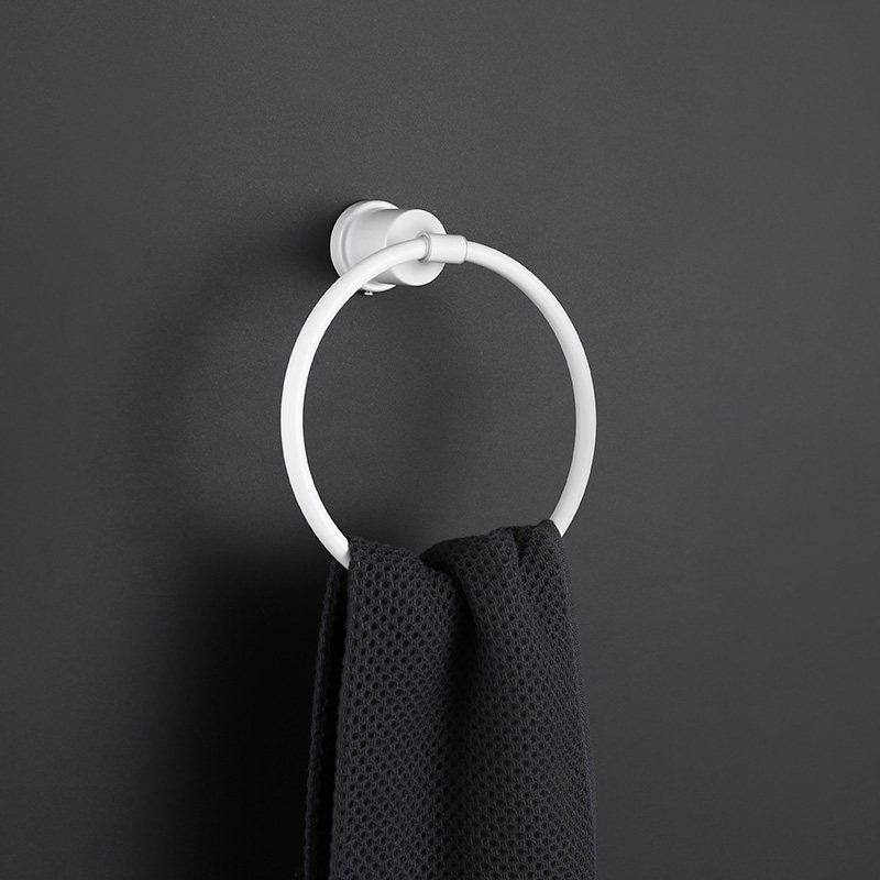 Exit Germany matt white stainless steel ruby-hand towel ring round towel free from perforated bathroom hardware pendant-Taobao