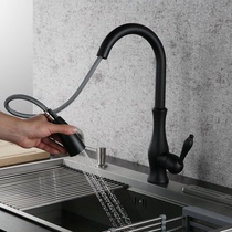 Exit German all-copper pull-out cold and hot tap kitchen washing basin telescopic rotary dishwashing pool sink tap