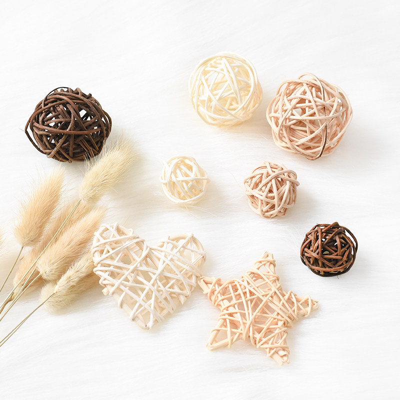 ins creative color small rattan ball photo props hand-woven five-pointed star love decorative background photography ornaments