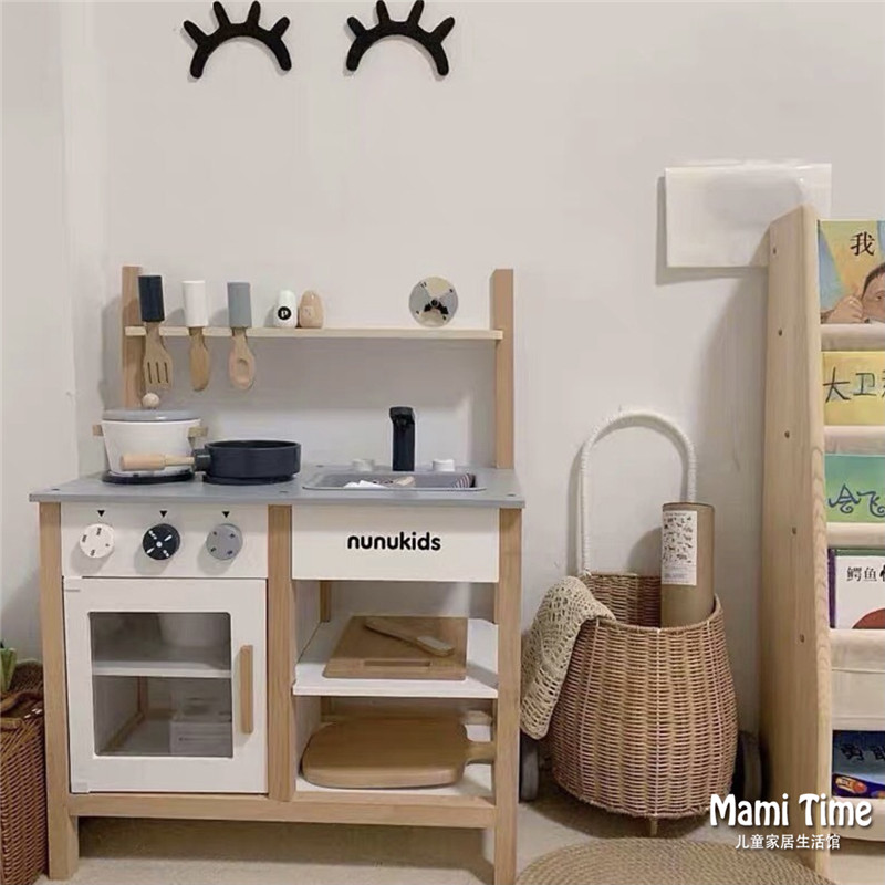 Korea INS wooden children's house kitchen toy set girl cooking cooking simulation kitchenware birthday gift