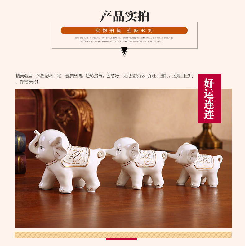 Auspicious sambo lucky elephant furnishing articles and sitting room ark adornment creative I household ceramics knick - knacks shelf