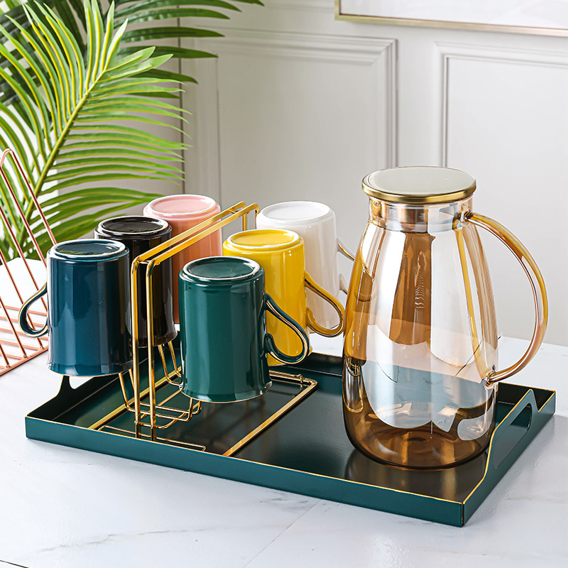 Nordic creative ceramic mug ins wind color water cup set household tea cup simple glass drinking cup