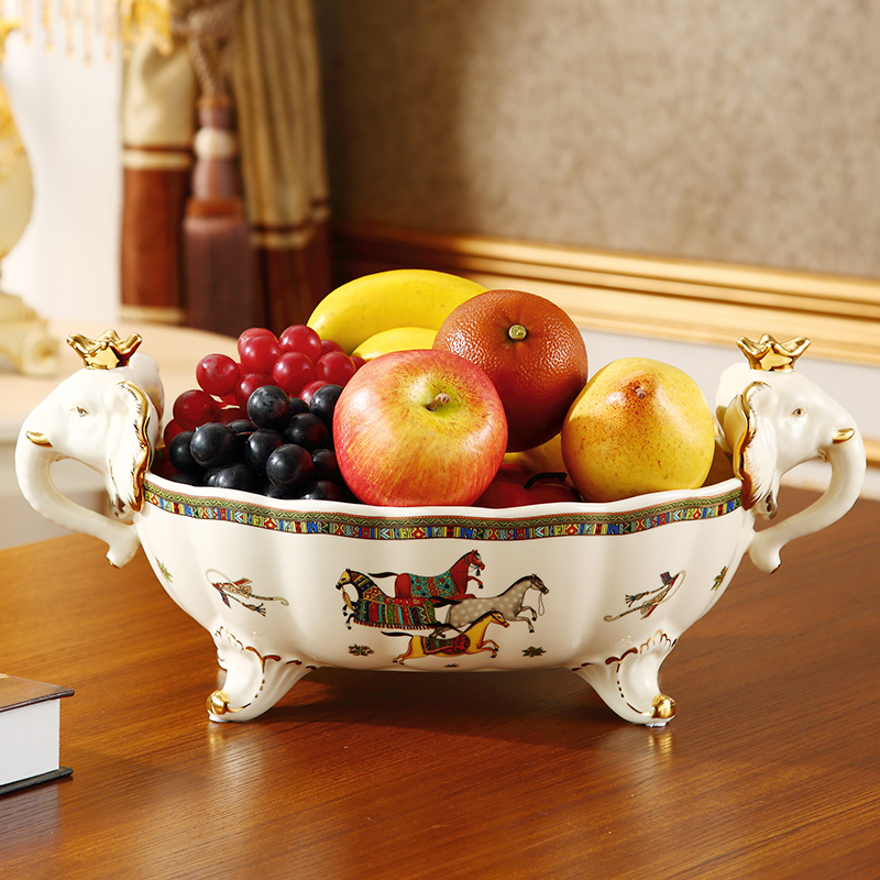 American Extravaganza Fruit Pan Creative Home Retro Eurostyle Fruit Tray Ceramic Decorated Fruit Basin Living-room Tea Table Hem