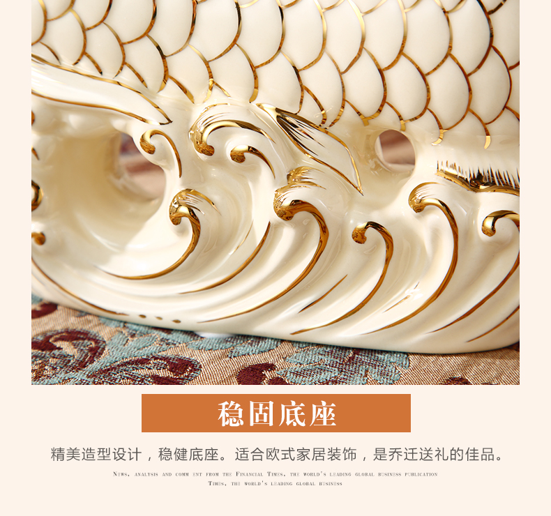 Lucky gold dragon fish and furnishing articles sitting room adornment wine porch TV ark, European - style home decoration ceramics handicraft