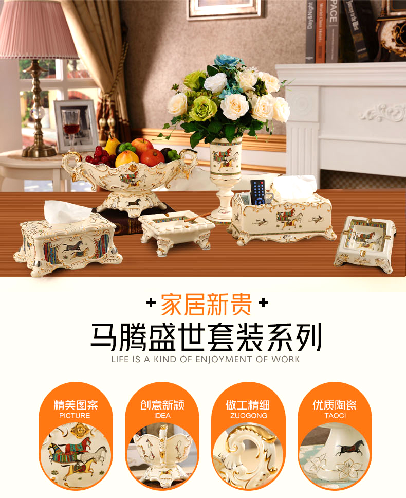 Ou compote suit sitting room key-2 luxury furnishing articles home American ceramic fruit bowl tea table creative home decorations