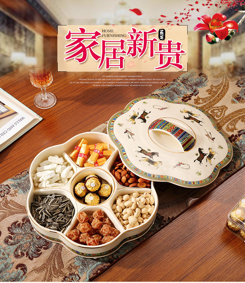 European candy box dry fruit tray was home New Year means zero box melon seed box of the sitting room of modern creative ceramic bowl