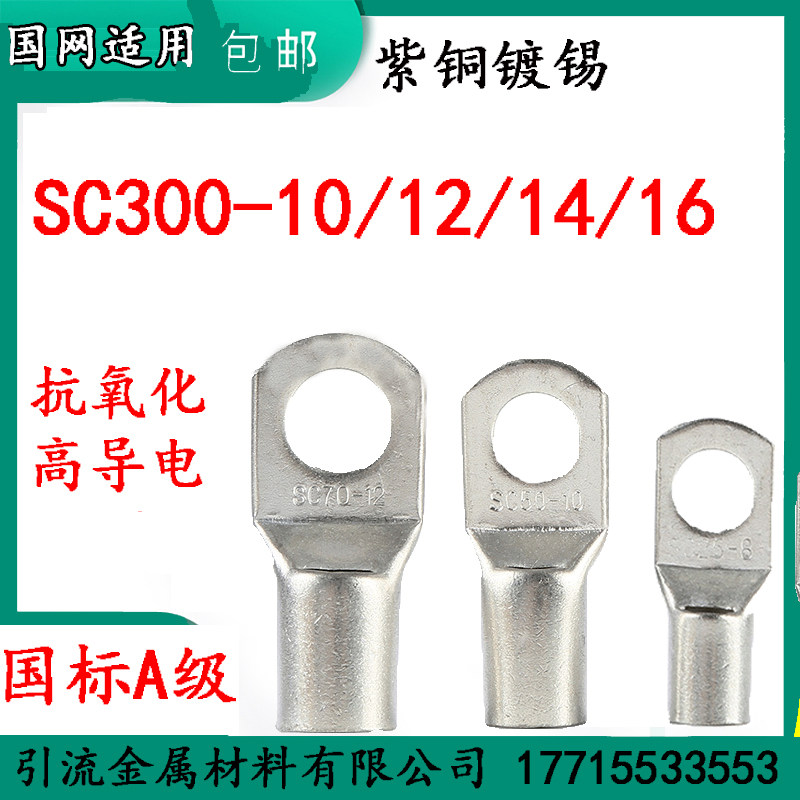 National standard SC300-10 12 14 16 peep mouth copper wire nose copper connector copper wire ear terminal 300 square