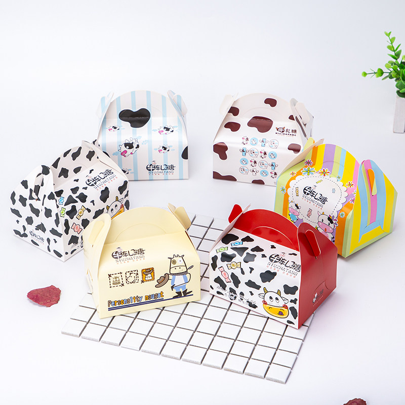 Nougat packaging carton cookie bag candy packaging paper candy box portable cartoon baking packaging box 50
