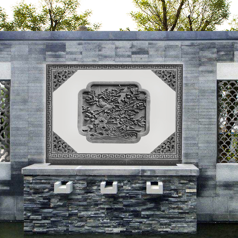 Four-in-house brick sculptures ancient built antique antique wall relief shadow wall patio wall Courtyard Decoration Wall package Promotion 280 * 200cm