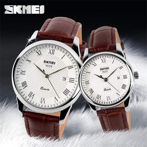 Moment Beauty Business Real Belt Quartz Watches Fashion Casual Waterproofing calendar Men and women Couple watches 9058