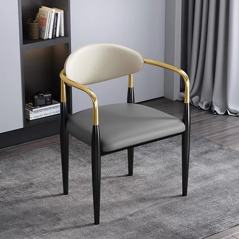 Willy-style Light Lavish Dining Chair Soft Face Leather Coffee Shop Tea Table And Chairs Modern Minima Home Restaurant Metal Backrest Chair-Taobao