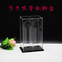 Acrylic spoon storage rack chopsticks storage rack breakfast milk tea shop coffee shop Spoon Straw storage box