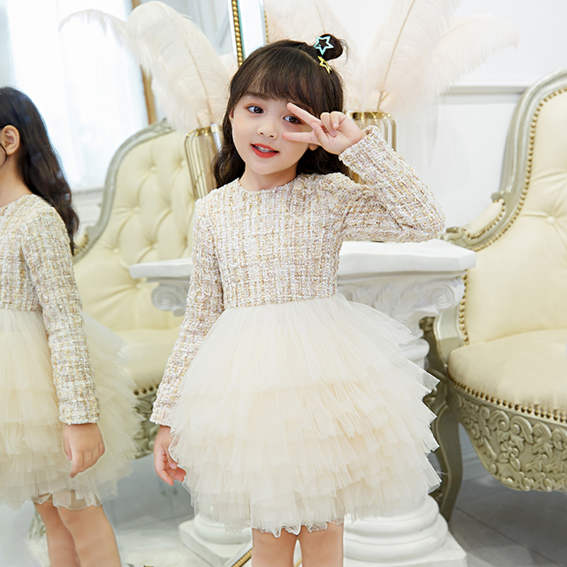 Girls princess dress children's costumes 0 foreign style 1 year old 2 birthday 3 fluffy yarn flower girl dress baby girl autumn and winter