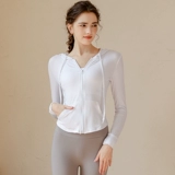 Спортивная одежда для йоги, демисезонная форма, приталенный быстросохнущий лонгслив для отдыха, приятная телу куртка с капюшоном для спортзала