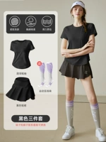 Черный комплект, черная мини-юбка для спортзала, 3 предмета