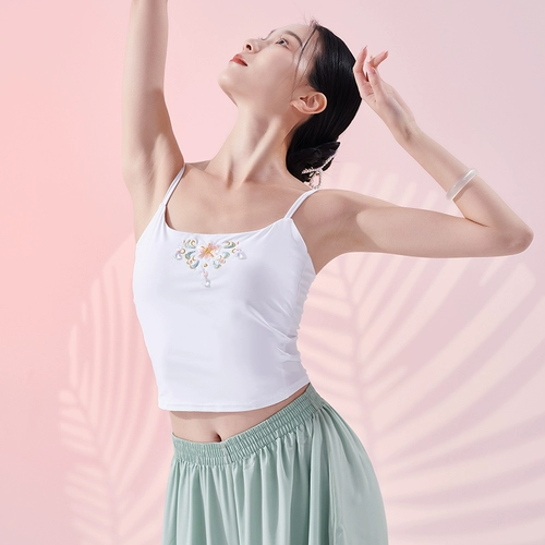 Классическая спортивная одежда, бюстгальтер-топ, китайская вышивка, жилет, эффект подтяжки, с вышивкой