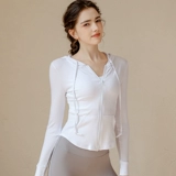 Спортивная одежда для йоги, демисезонная форма, приталенный быстросохнущий лонгслив для отдыха, приятная телу куртка с капюшоном для спортзала