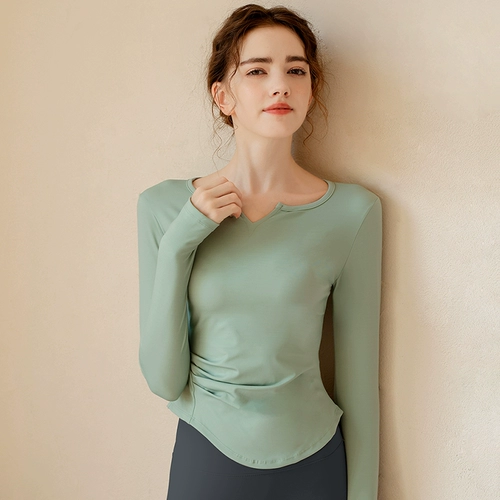 Топ с чашечками, одежда для йоги, осенний демисезонный комплект, лонгслив, спортивная форма для тренировок, футболка для спортзала, для бега