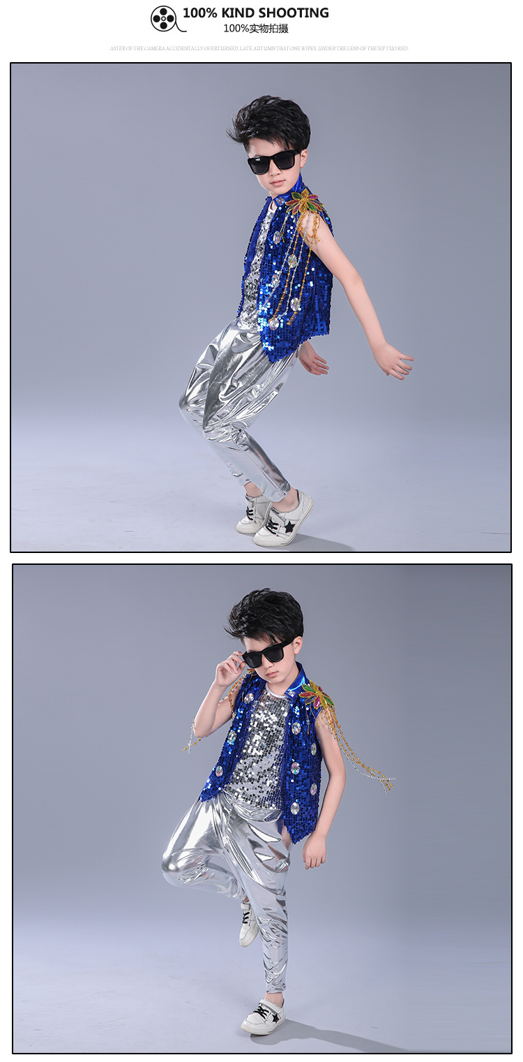 Trang phục Giáng sinh Jazz Trang phục Thiếu nhi Khiêu vũ Con trai Trống Cho thấy Fringe Set Phụ nữ mùa thu đồ bé trai