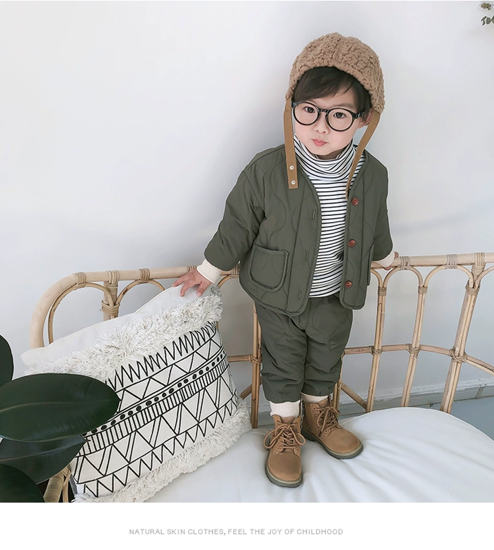 Áo khoác cotton cho bé 1 bộ quần áo mùa đông cho bé gái 2 nam trẻ em đại dương 3 Phiên bản Hàn Quốc của quần áo thủy triều Trẻ em 4 tuổi mùa đông áo khoác giản dị đồ bơi trẻ em