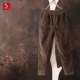Han Suoyi văn học retro mùa thu và mùa đông quần nhung kẻ rộng chân harem quần thun eo lớn kích thước chín quần quần ngủ nữ