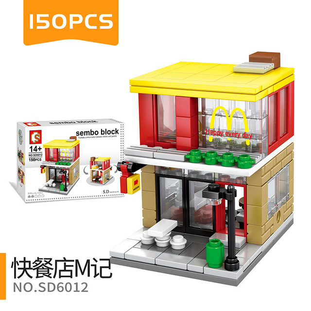 Senbao building blocks mini street view series compatible with le high assembly boy building house 6 16 year old toy girl