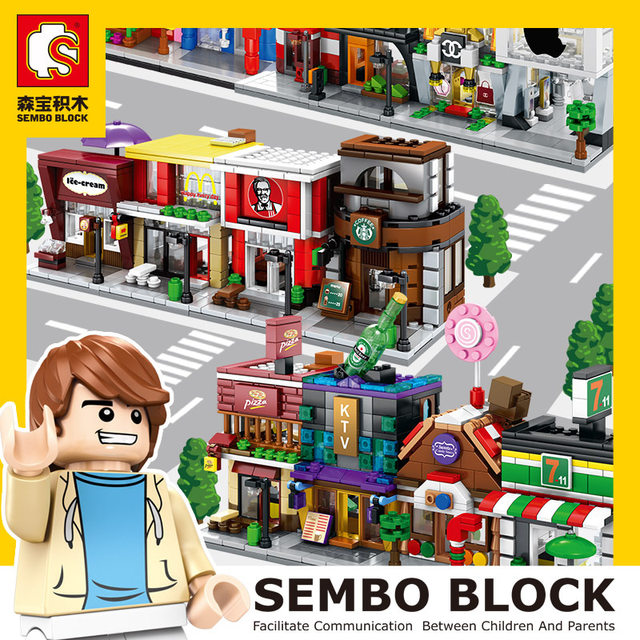 Senbao building blocks mini street view series compatible with le high assembly boy building house 6 16 year old toy girl