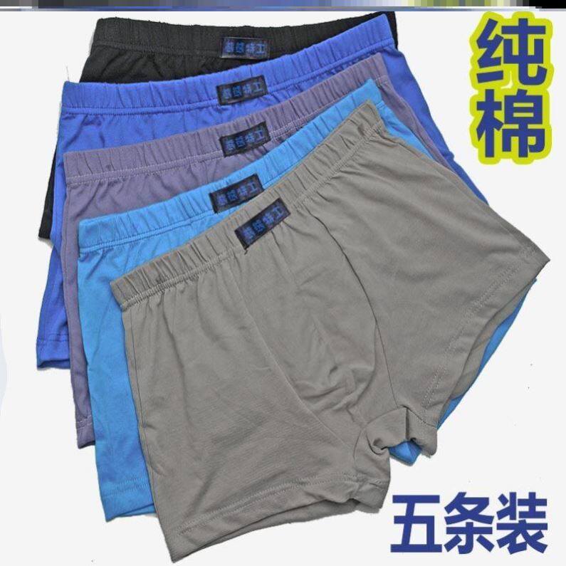 Solid color sweat-absorbing code strong suit four seasons extra large winter breathable ins boy men's soil underwear boxer pure cotton s