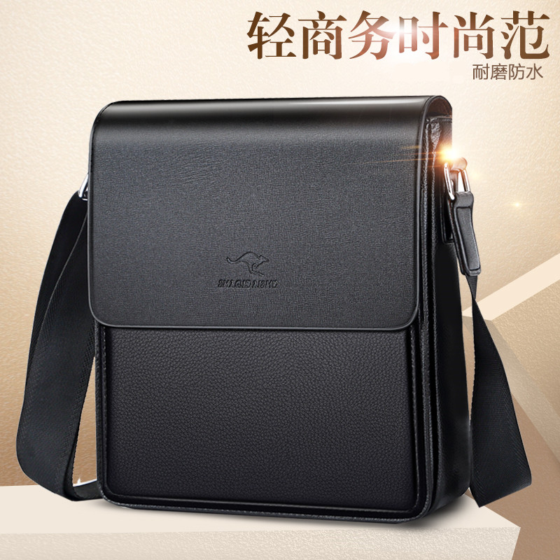 Chic kangaroo single shoulder inclined satchel bag buffalo leather business leather bag men's bag briefcase briefcase with small hanging bag damp