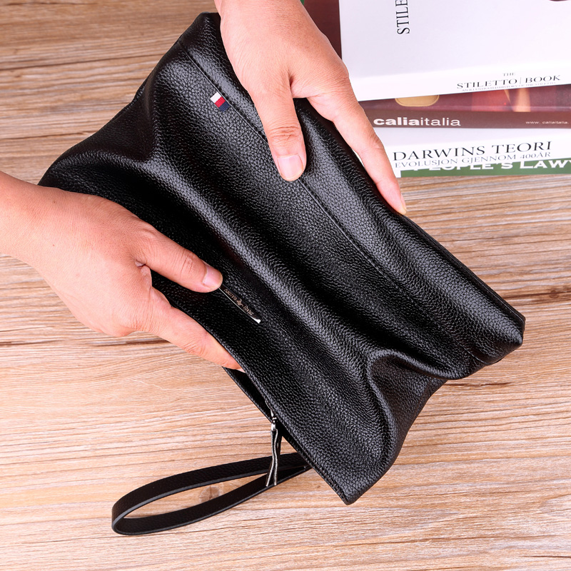 Shaqi Kangaroo Men's Leather Handbag Fashion Casual Envelope Clutch Bag Soft Leather Large Capacity Clutch Bag Men