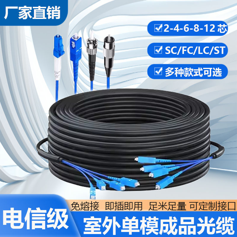 Outdoor Single-Mode Armored Finished Optical Cable 2/4/6/8/12 Core Fiber Optic Cable Sc Connector No-Splice Outdoor Four-Core Aerial Cable Outdoor Single-Mode Armored Finished Optical Cable 2/4/6/8/12 Core Fiber Optic Cable Sc Connector No-Splice Outdoor Four-Core Aerial Cable