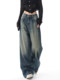 KEN STUDIO2025 autumn and winter plus velvet American retro washed straight jeans women's loose wide-leg pants