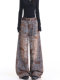 Kenabstudio Autumn and Winter New Blue Paisley Jeans for Women, Vintage Loose Versatile Wide-Leg Pants