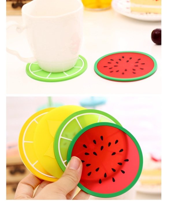 Thạch đầy màu sắc hình trái cây coaster silicone cốc mat Sáng tạo chống trượt pad trà coaster - Tách bình giữ nhiệt cute