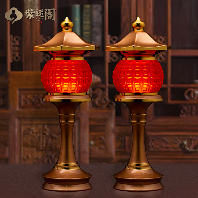Buddha front supply lamp copper alloy home supply Buddha lamp electric candle led Buddha hall god of wealth lamp Buddha offering lamp long lamp plug in