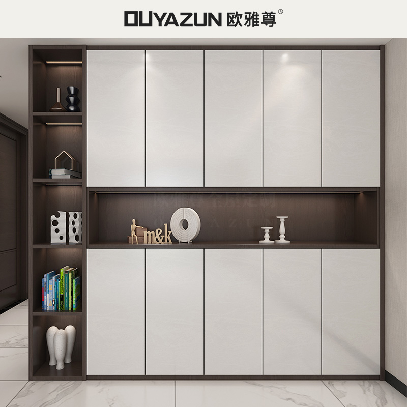 Shenzhen entrance shoe cabinet custom home door large capacity modern high shoe cabinet porch cabinet wall to the top